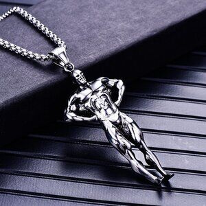 ❤️Retro surgical fitness muscle pendant necklace for women/men, N90201P184